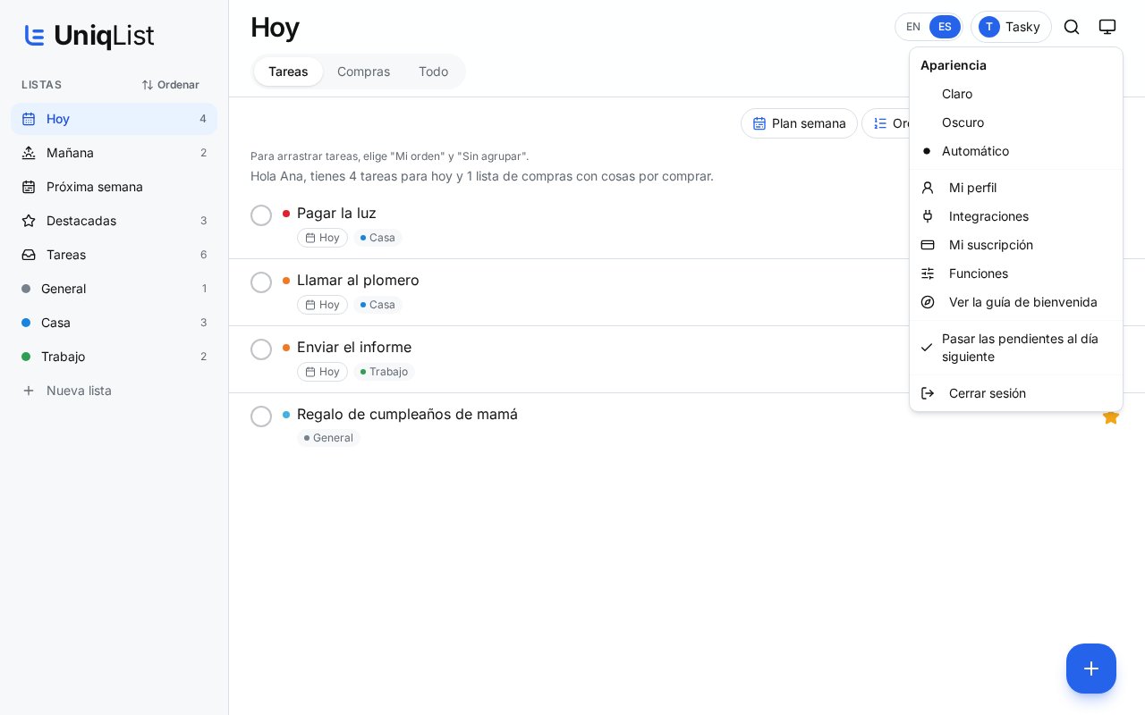 Ajustes y esta guía