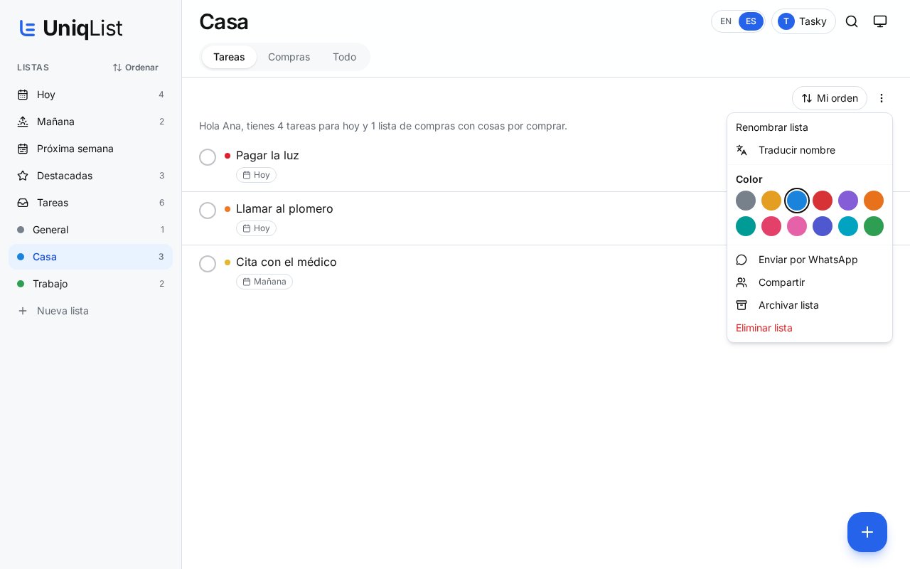 Compartir una lista y conversar
