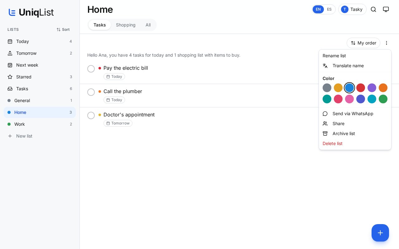Share a list and chat