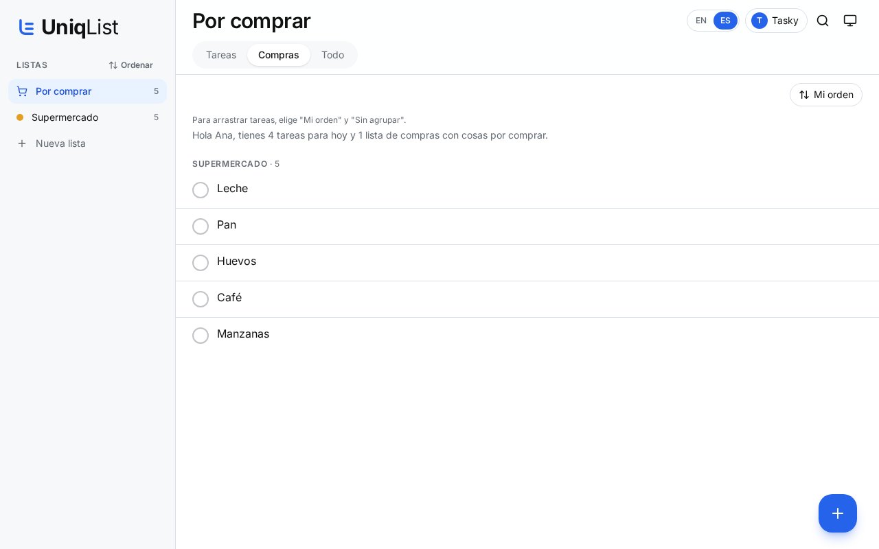 Listas de compras